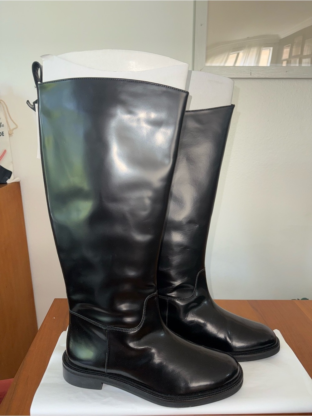 H&M Black Tall Leather Boots